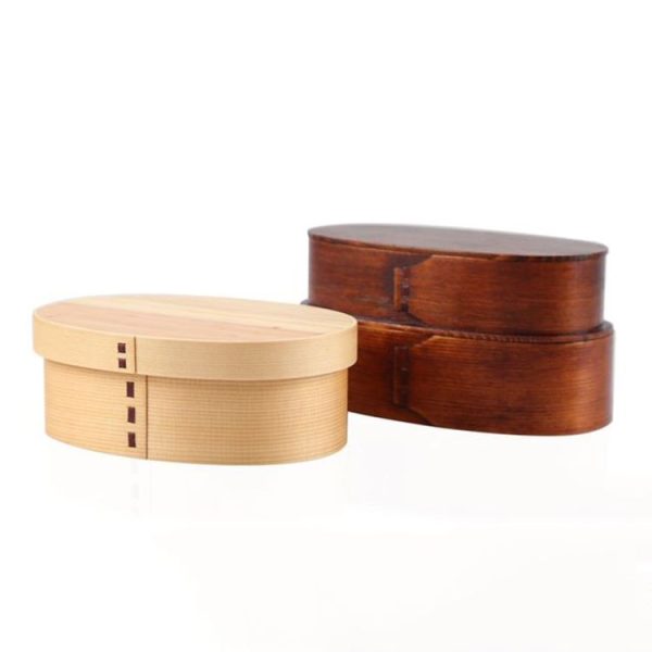 Wood Environmental Protection Tableware Portable Lunch Box Bento Box, Style: Double Layer (Paint Color) - Image 3