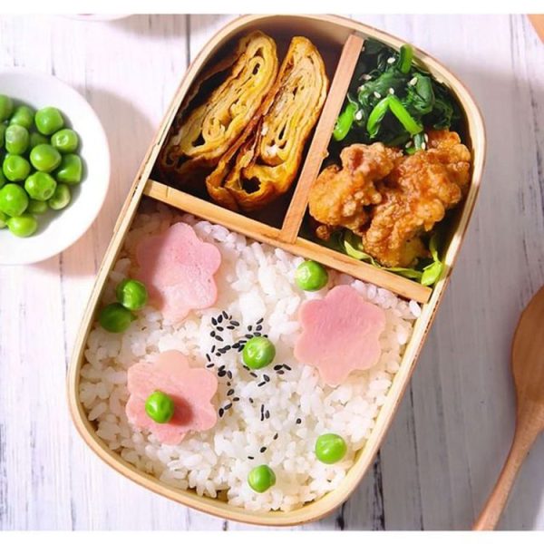 Wood Environmental Protection Tableware Portable Lunch Box Bento Box, Style: Double Layer (Paint Color) - Image 4