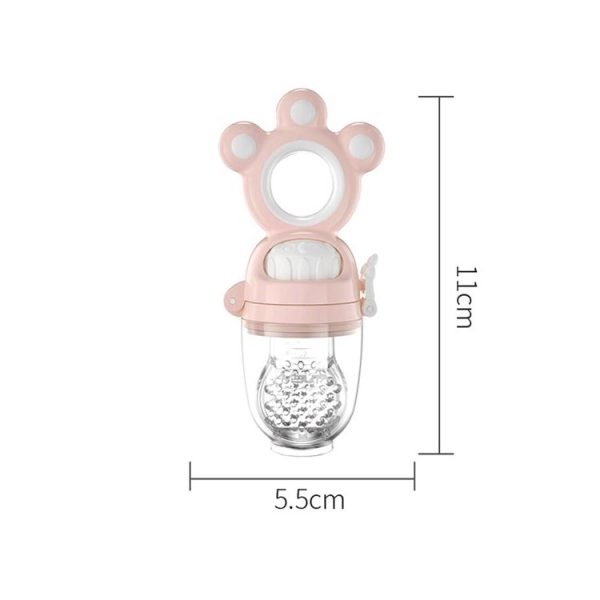 MISUTA Baby Fruit and Vegetable Bite Music Silicone Tooth Gel Rotating Push Nipple (Cherry Blossom Powder) - Image 2