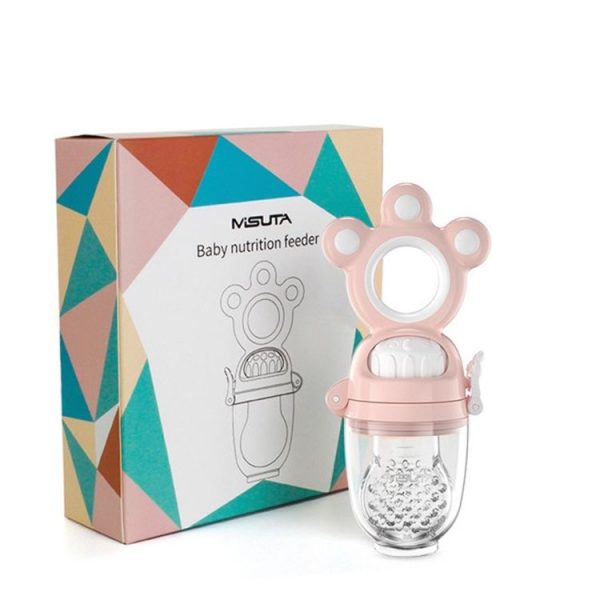 MISUTA Baby Fruit and Vegetable Bite Music Silicone Tooth Gel Rotating Push Nipple (Cherry Blossom Powder) - Image 3
