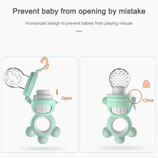 MISUTA Baby Fruit and Vegetable Bite Music Silicone Tooth Gel Rotating Push Nipple (Cherry Blossom Powder) - Image 6