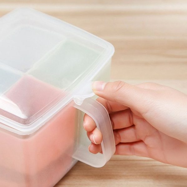 Household Kitchen Split Combined Fresh Box Three Grid Spice Box with Spoon, Style: Round - Image 5