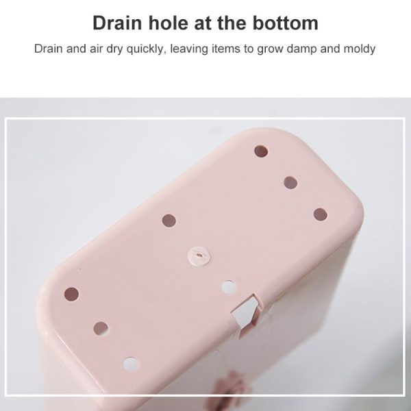 Bathroom Rack Wall-mounted Suction Cup Free Punch Storage Box Washstand Toothbrush Toothpaste Rack (White) - Image 3