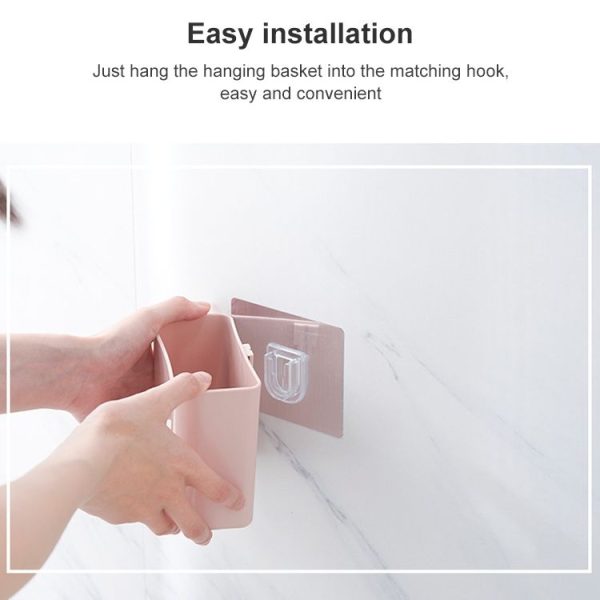 Bathroom Rack Wall-mounted Suction Cup Free Punch Storage Box Washstand Toothbrush Toothpaste Rack (White) - Image 4