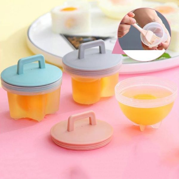 4 in 1 Home Creative Kitchen Steaming Egg Set with Oil Brush (Gray) - Image 9