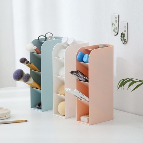 Multifunctional Home Furnishing Vertical Desktop Plastic Makeup Storage Box Student Stationery Pen Holder (Pink) - Image 10
