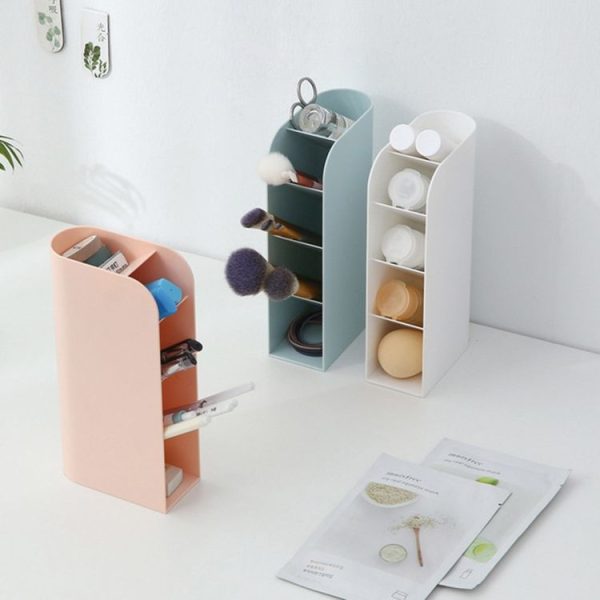 Multifunctional Home Furnishing Vertical Desktop Plastic Makeup Storage Box Student Stationery Pen Holder (Pink) - Image 3
