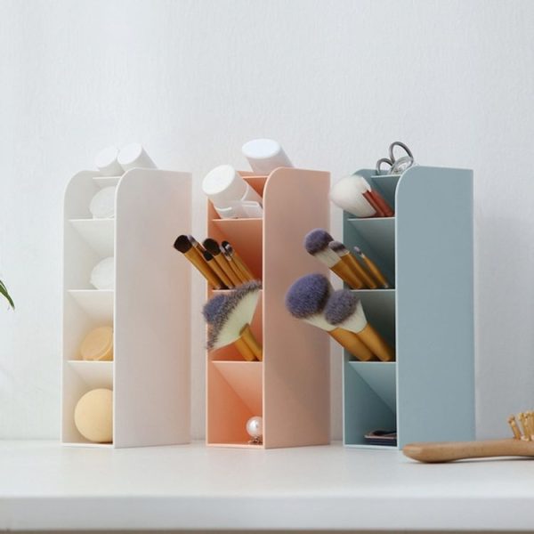 Multifunctional Home Furnishing Vertical Desktop Plastic Makeup Storage Box Student Stationery Pen Holder (Pink) - Image 5