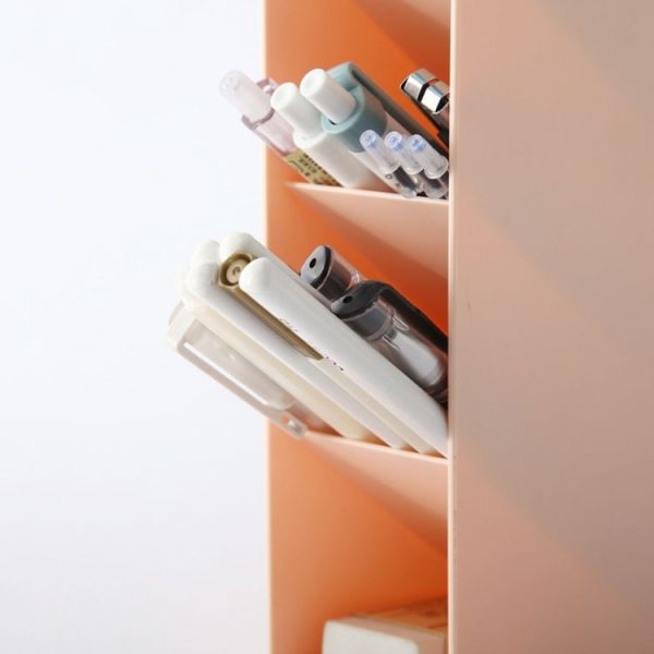 Multifunctional Home Furnishing Vertical Desktop Plastic Makeup Storage Box Student Stationery Pen Holder (Pink) - Image 7