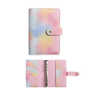 A7 PU Leather Macaron Notebook Symphony Pearl Paper Loose-leaf Cash Budget Book (Pink)