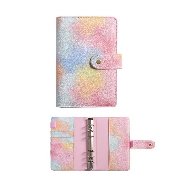 A7 PU Leather Macaron Notebook Symphony Pearl Paper Loose-leaf Cash Budget Book (Pink)