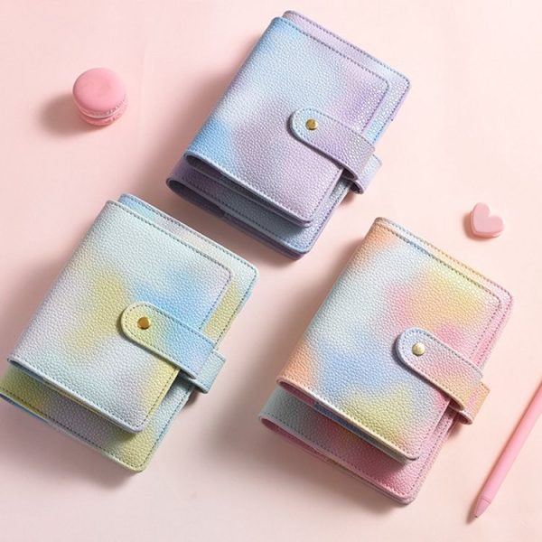 A7 PU Leather Macaron Notebook Symphony Pearl Paper Loose-leaf Cash Budget Book (Pink) - Image 3