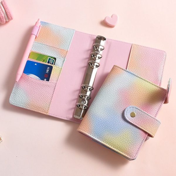 A7 PU Leather Macaron Notebook Symphony Pearl Paper Loose-leaf Cash Budget Book (Pink) - Image 4