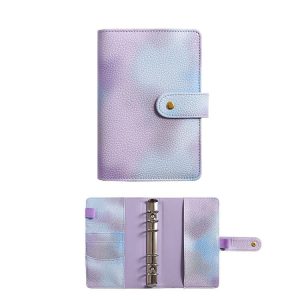 A6 PU Leather Macaron Notebook Symphony Pearl Paper Loose-leaf Cash Budget Book (Purple)