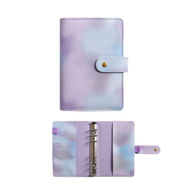 A6 PU Leather Macaron Notebook Symphony Pearl Paper Loose-leaf Cash Budget Book (Purple)