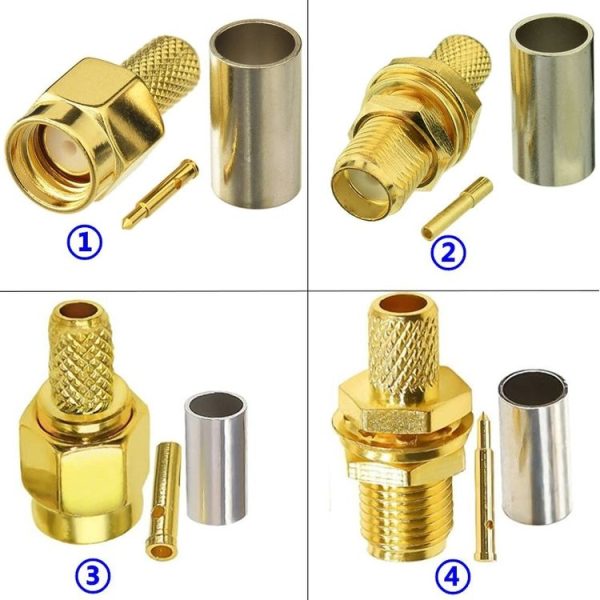 10pcs SMA Male Plug Connector Crimp For RG58 / LMR195 / RG142 / RG400 - Image 2