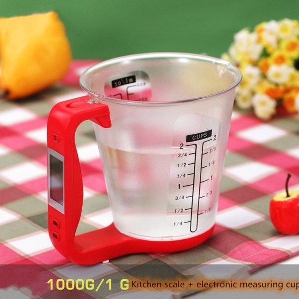 1000g / 1g Kitchen Electronic Scales Electronic Measuring Cup Baking DIY Measuring Tool (Red) - Image 3