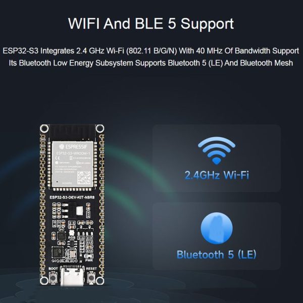 Waveshare ESP32-S3 Microcontroller 2.4GHz Wi-Fi Development Board ESP32-S3-WROOM-1-N8R8 Module Standard Ver. With Pinheader - Image 11