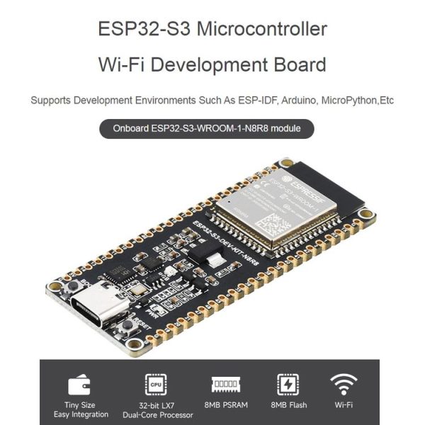 Waveshare ESP32-S3 Microcontroller 2.4GHz Wi-Fi Development Board ESP32-S3-WROOM-1-N8R8 Module Standard Ver. With Pinheader - Image 4