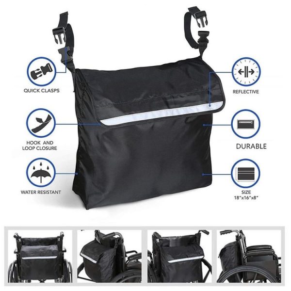 Outdoor Electric Wheelchair Armrest Storage Bag, Size: 18x16x8 inches (Black) - Image 2