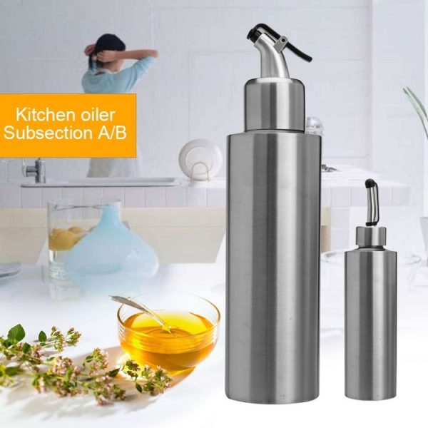 Cylindrical Seasoning Bottle Stainless Steel Oil Pot, Capacity: 550 ml (B) - Image 4