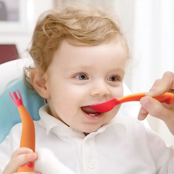Baby Learning To Eat Bending Training Elbow Twisting Spoon Fork (Blue) - Image 14