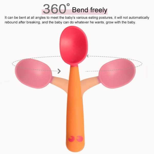 Baby Learning To Eat Bending Training Elbow Twisting Spoon Fork (Blue) - Image 5