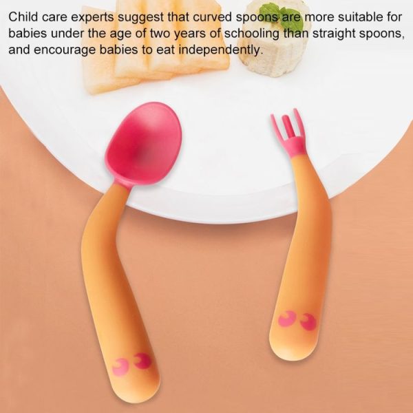 Baby Learning To Eat Bending Training Elbow Twisting Spoon Fork (Blue) - Image 7