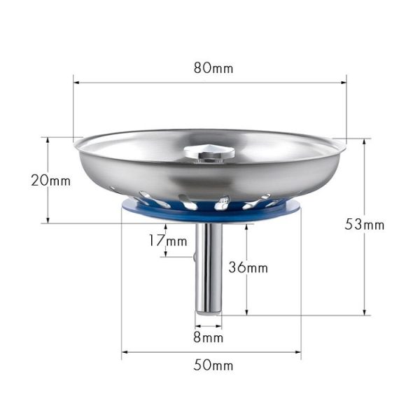 Stainless Steel 304 Washbasin Sink Filter Cover (Bright) - Image 3