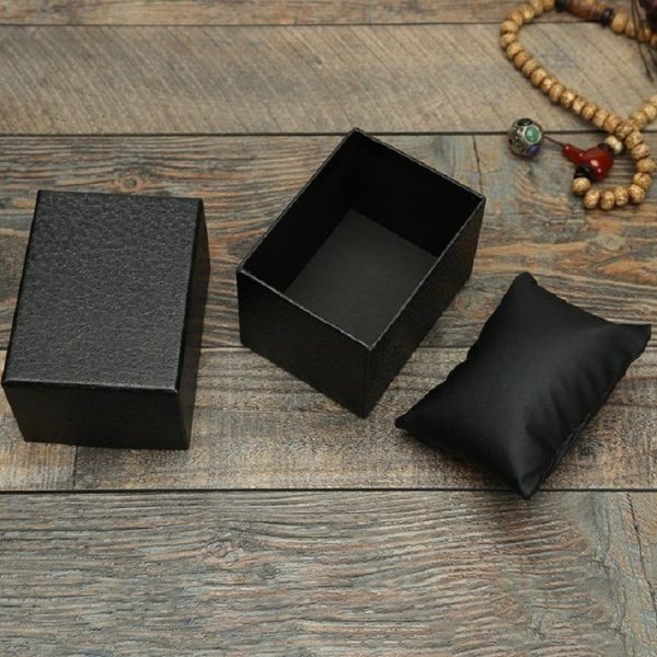 Litchi Texture Watch Box Jewelry Gift Box Earring Necklace Jewelry Watch Packaging Box, Color: Black - Image 2