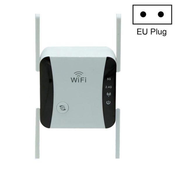 KP1200 1200Mbps Dual Band 5G WIFI Amplifier Wireless Signal Repeater, Specification: EU Plug (White)