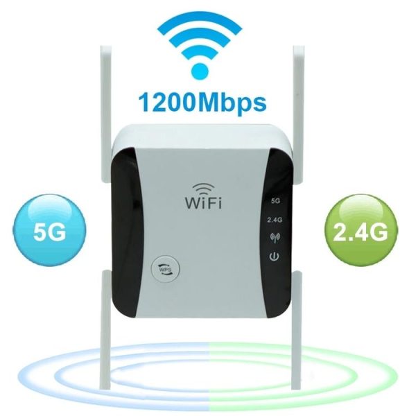KP1200 1200Mbps Dual Band 5G WIFI Amplifier Wireless Signal Repeater, Specification: EU Plug (White) - Image 2