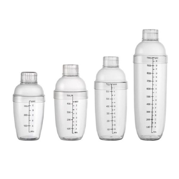 Shaker Cup PC Oz Cup Shaker With Scale Shaker Shaker Milk Teapot Juice Jug, Size: 1000ml, Style: Black Double Scale - Image 2