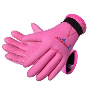 DIVE&SAIL 3mm Children Diving Gloves Scratch-proof Neoprene Swimming Snorkeling Warm Gloves, Size: L for for Aged 9-12 (Pink)