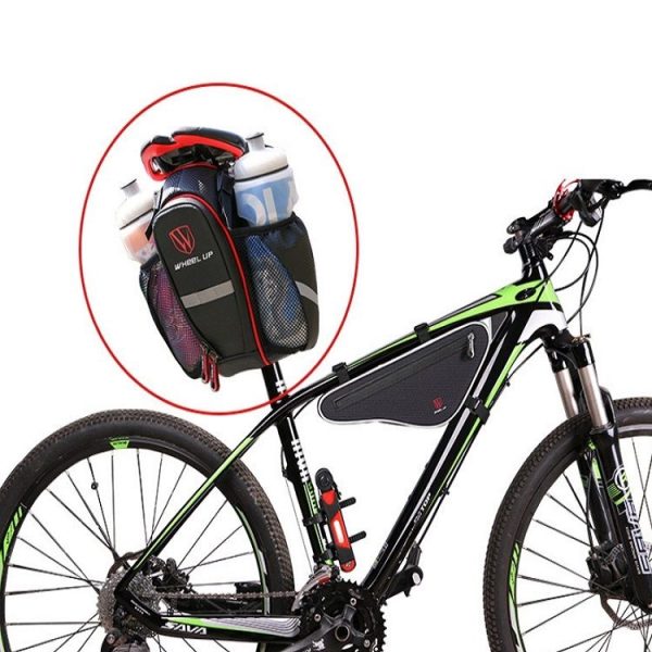 WHEEL UP Bicycle Bag Mountain Bike Tail Bag Back Seat Bag Water Bottle Bag Hanging Bag Riding Bag Folding Bicycle Accessories (Black And Gray) - Image 9