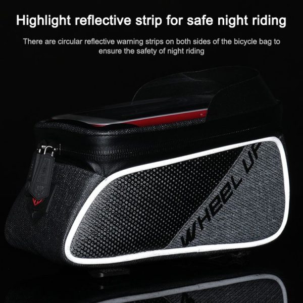 WHEEL UP 020-1 Anti-splashing Bicycle Front Bag Mountain Bike Front Beam Bag Tube Bag Riding Equipment (Black) - Image 11