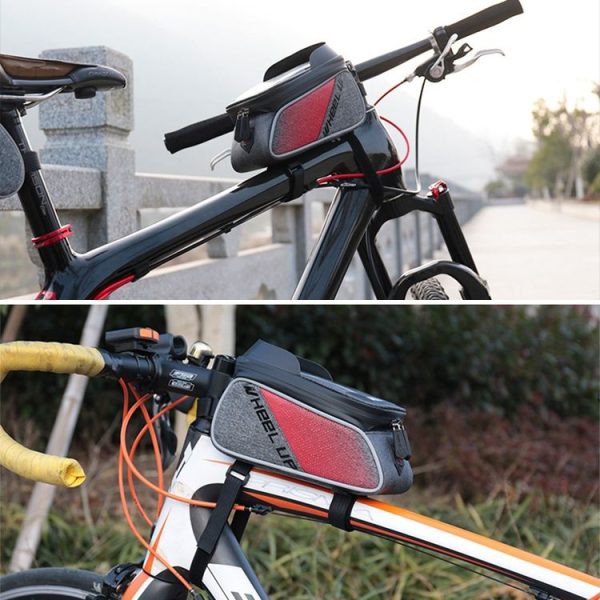 WHEEL UP 020-1 Anti-splashing Bicycle Front Bag Mountain Bike Front Beam Bag Tube Bag Riding Equipment (Black) - Image 13