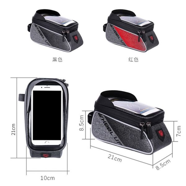 WHEEL UP 020-1 Anti-splashing Bicycle Front Bag Mountain Bike Front Beam Bag Tube Bag Riding Equipment (Black) - Image 2