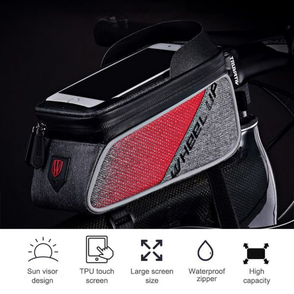 WHEEL UP 020-1 Anti-splashing Bicycle Front Bag Mountain Bike Front Beam Bag Tube Bag Riding Equipment (Black) - Image 4