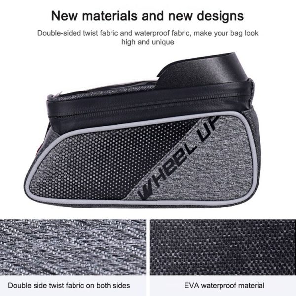 WHEEL UP 020-1 Anti-splashing Bicycle Front Bag Mountain Bike Front Beam Bag Tube Bag Riding Equipment (Black) - Image 7