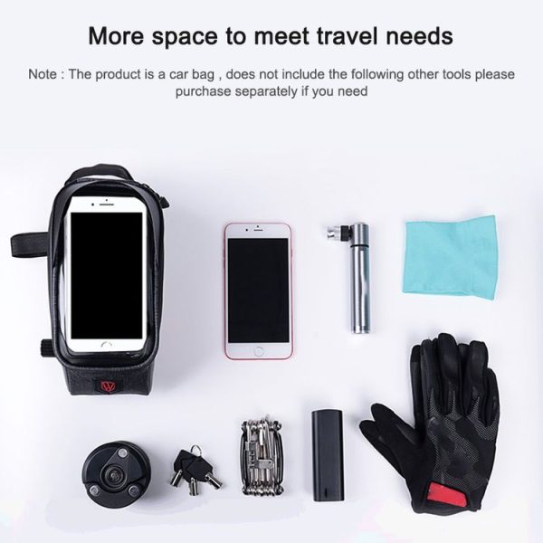 WHEEL UP 020-1 Anti-splashing Bicycle Front Bag Mountain Bike Front Beam Bag Tube Bag Riding Equipment (Black) - Image 8