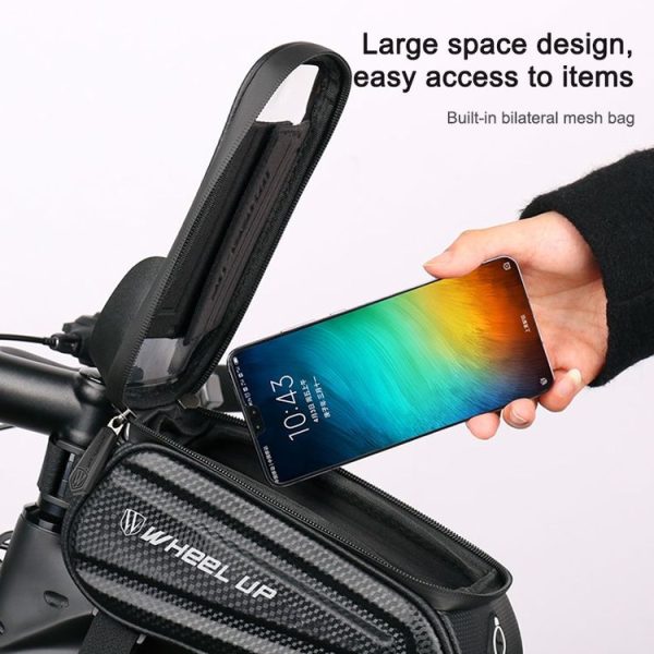 WHEEL UP Hard Shell Bicycle Bag Front Beam Bag Mountain Bike mobile Phone Touch Screen Tube Bag Riding Equipment (Colorful reflective models) - Image 10