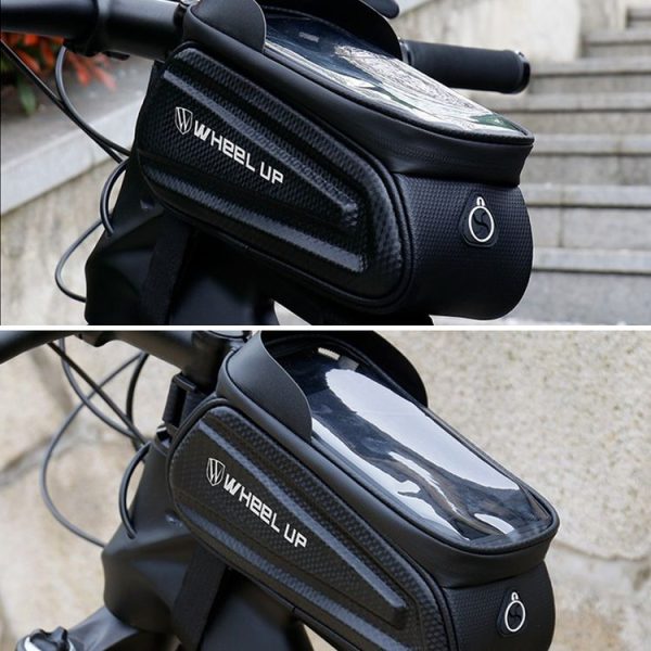 WHEEL UP Hard Shell Bicycle Bag Front Beam Bag Mountain Bike mobile Phone Touch Screen Tube Bag Riding Equipment (Colorful reflective models) - Image 14
