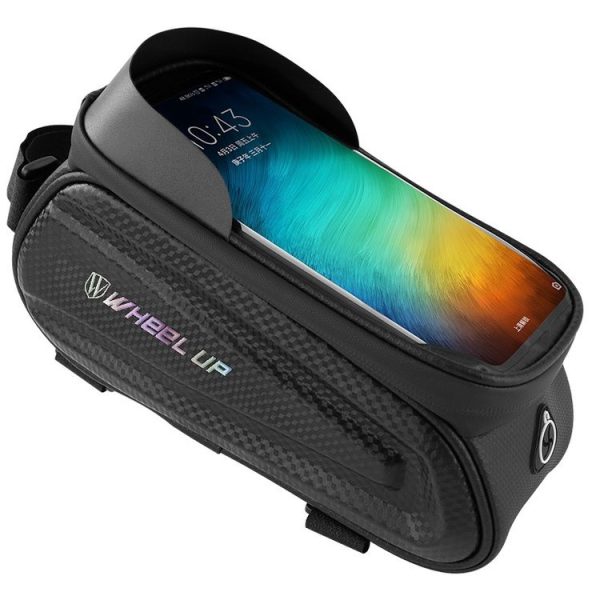 WHEEL UP Hard Shell Bicycle Bag Front Beam Bag Mountain Bike mobile Phone Touch Screen Tube Bag Riding Equipment (Colorful reflective models) - Image 2