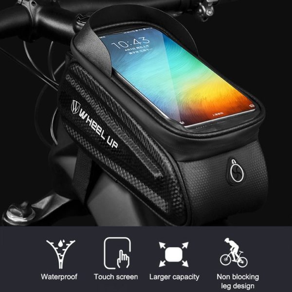 WHEEL UP Hard Shell Bicycle Bag Front Beam Bag Mountain Bike mobile Phone Touch Screen Tube Bag Riding Equipment (Colorful reflective models) - Image 5