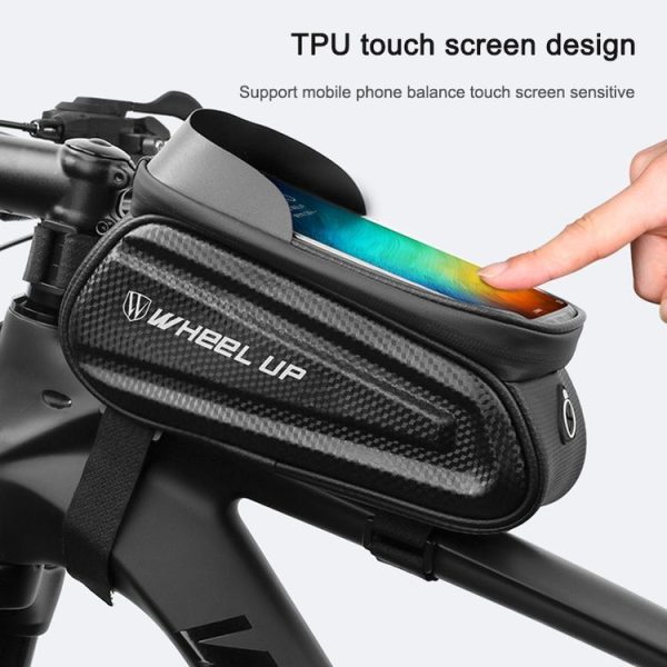 WHEEL UP Hard Shell Bicycle Bag Front Beam Bag Mountain Bike mobile Phone Touch Screen Tube Bag Riding Equipment (Colorful reflective models) - Image 6