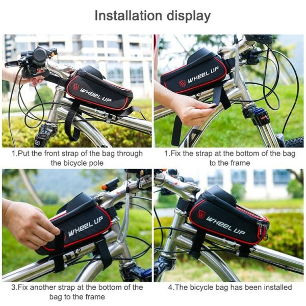 WHEEL UP Anti-splashing Bicycle Bag Front Beam Bag Riding Charter Front Bag Upper Tube Bag Mountain Bike Equipment Accessories (Black And Red) - Image 10