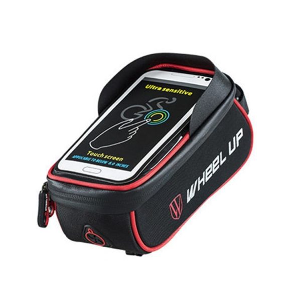 WHEEL UP Anti-splashing Bicycle Bag Front Beam Bag Riding Charter Front Bag Upper Tube Bag Mountain Bike Equipment Accessories (Black And Red) - Image 2