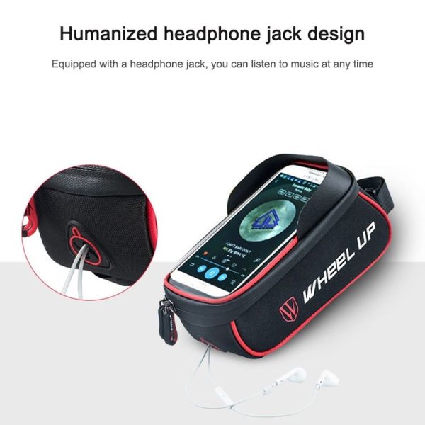 WHEEL UP Anti-splashing Bicycle Bag Front Beam Bag Riding Charter Front Bag Upper Tube Bag Mountain Bike Equipment Accessories (Black And Red) - Image 4