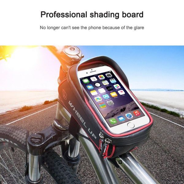 WHEEL UP Anti-splashing Bicycle Bag Front Beam Bag Riding Charter Front Bag Upper Tube Bag Mountain Bike Equipment Accessories (Black And Red) - Image 7